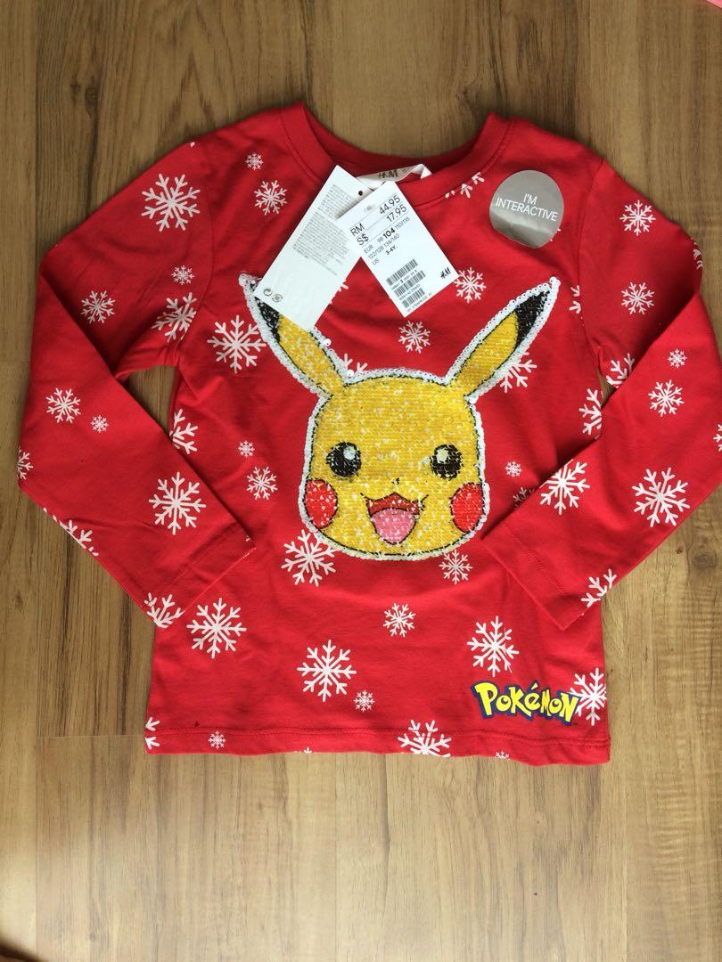 H M Pokemon Long Sleeve T Shirt 3 4y Babies Kids Girls Apparel 1 To 3 Years On Carousell
