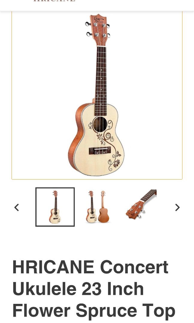 Hricane concert ukulele top