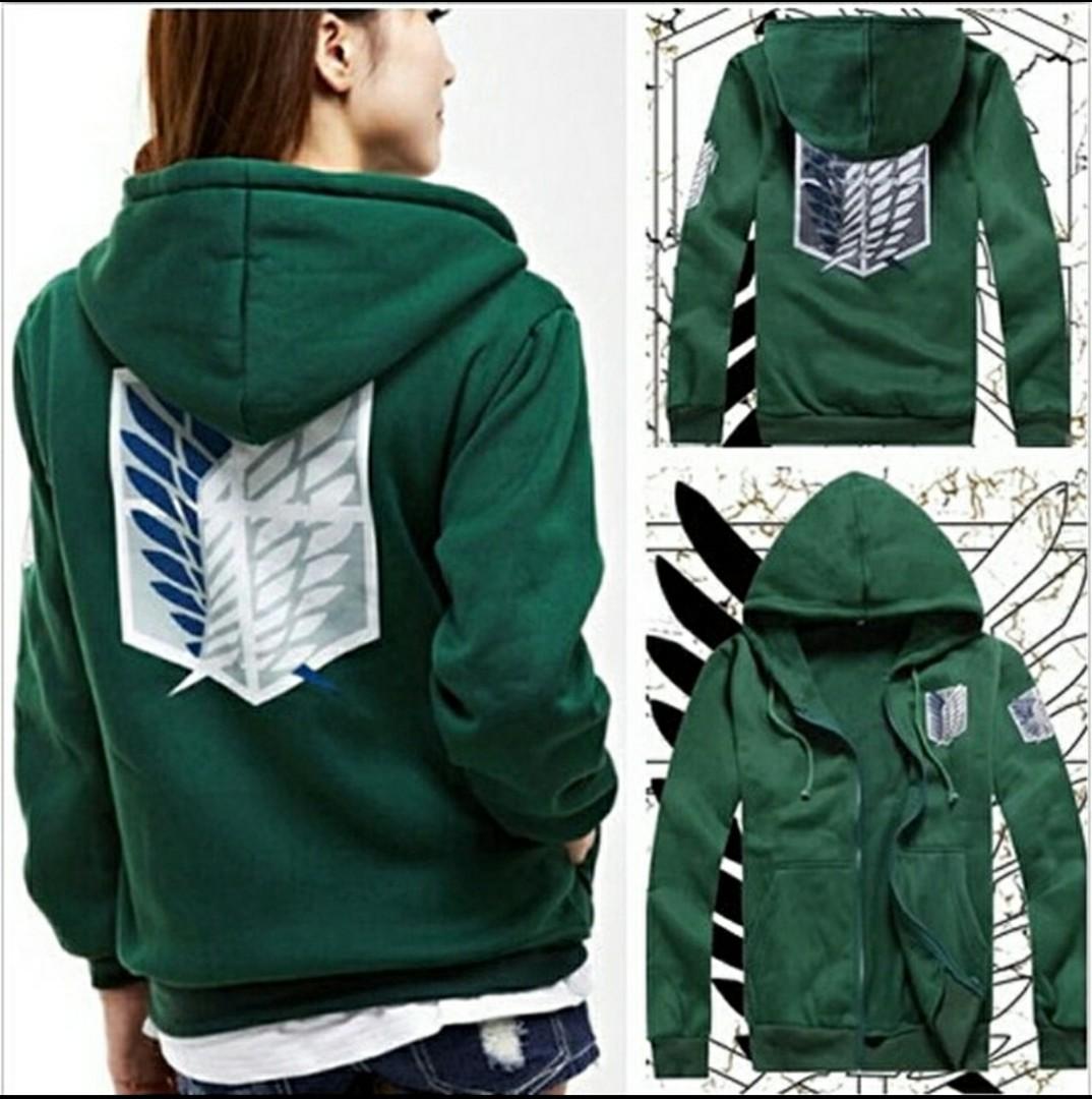 INSTOCK) Attack on Titan AOT Anime Unisex Green Hoodie Jacket, Hobbies u0026  Toys, Memorabilia u0026 Collectibles, Fan Merchandise on Carousell