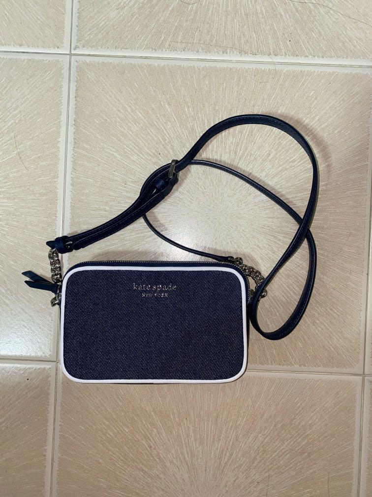 KATE SPADE Cameron Colorblock Double Zip Small Crossbody Denim