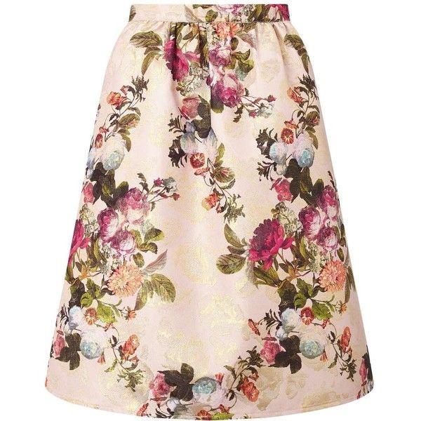 Miss Selfridge Petite Floral Jacquard Midi Skirt Gold Women s