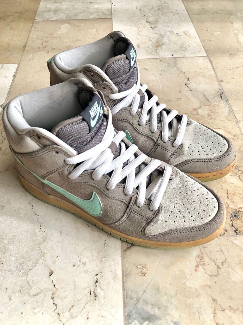 nike dunk sb high soft grey mint