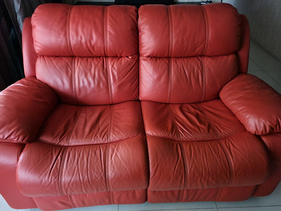 electircal recliner leather sofa two wide seats