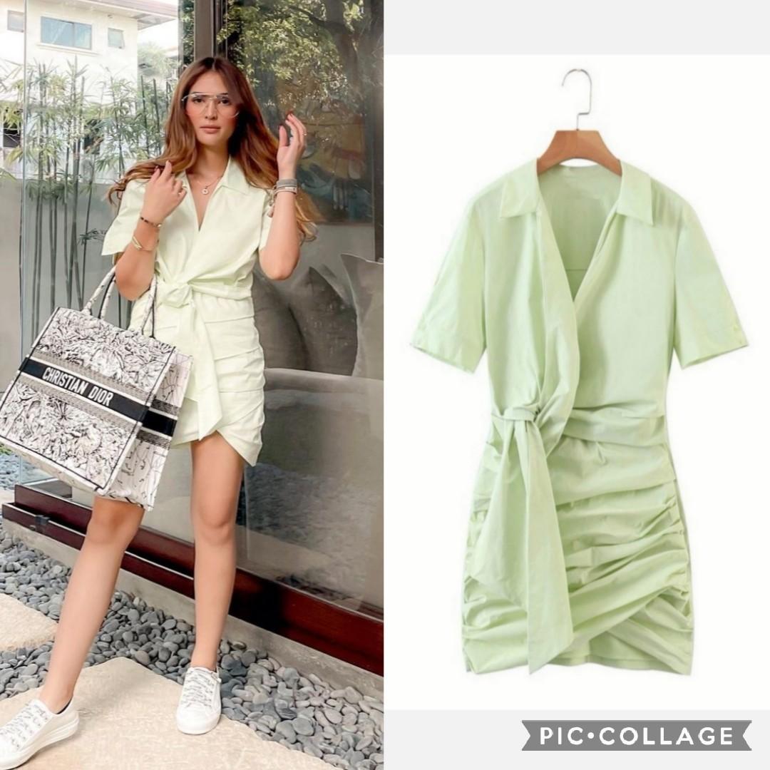 Zara inspo Green Poplin Dress, Women's ...