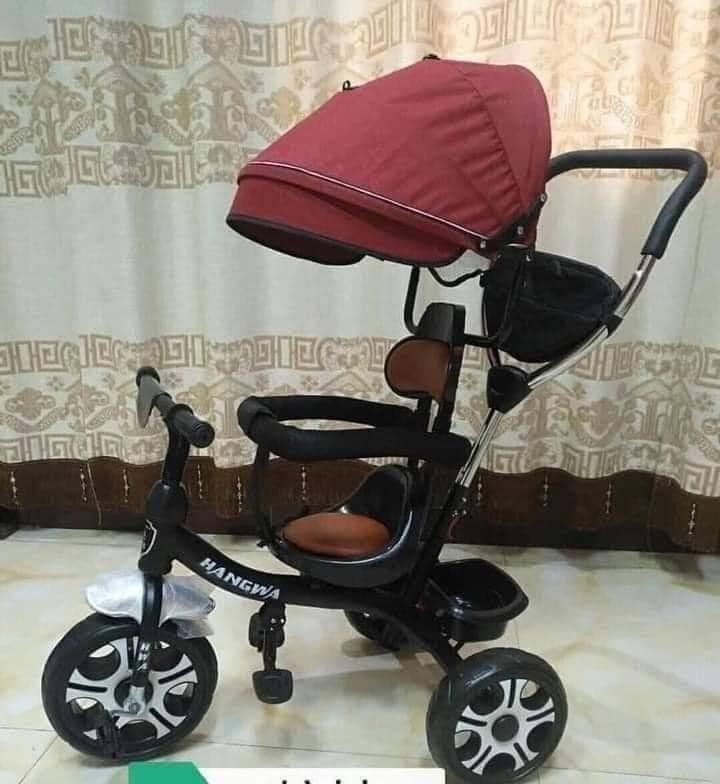 Stroller Bike with umbrella (Category: Strollers) located in Marikina City. Submitted by fattzyroycemendoza (Listing ID 1062080862, Image 3). Description: 👉4in1 stroller bike 810#（ high quality ) 👉Goma Gulong & leather seats 👉May shock/Pwd ekot upuan 👉4color:: red violet blue gray 📌📌Are Now Available!!.