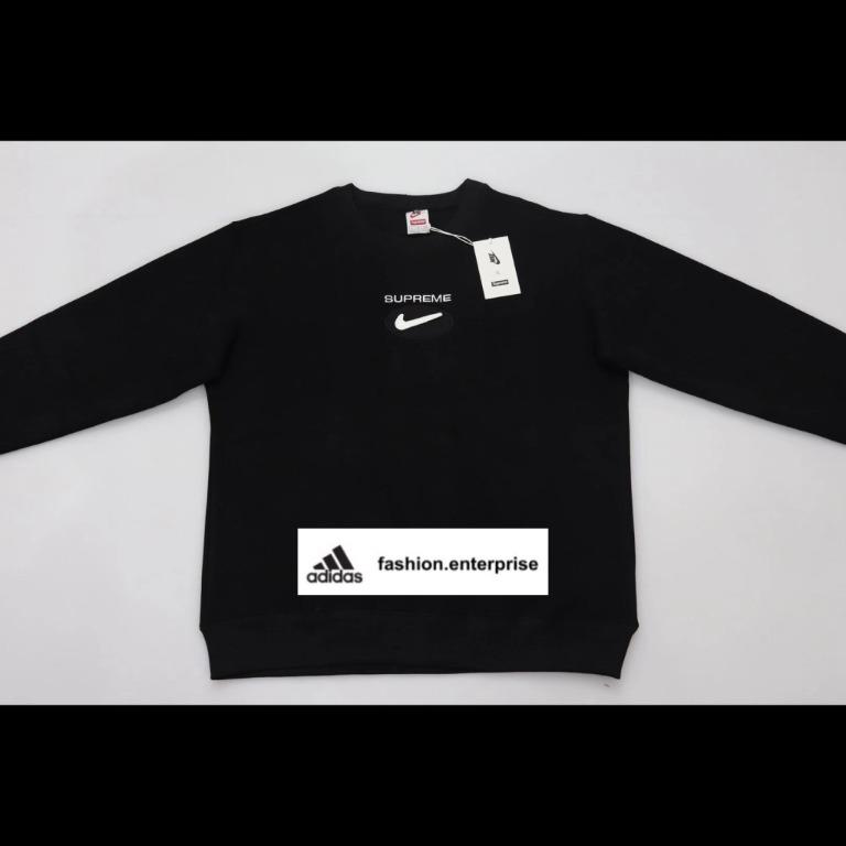 Supreme x nike crewneck sweatshirt black hotsell