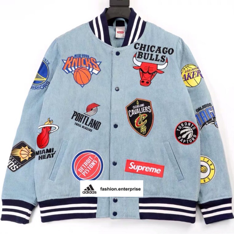 Supreme x Nike x NBA - Denim Warm Up Jacket Quick Look 