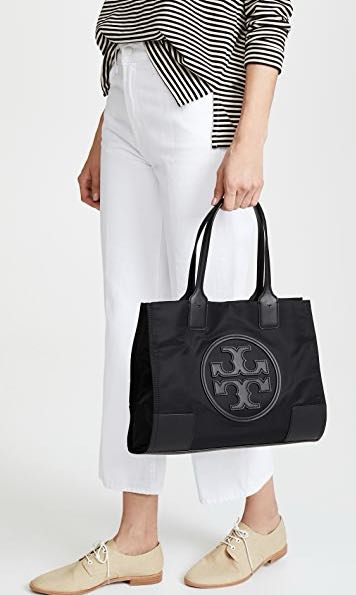 Tory Burch Ella Nylon Tote Bag Small Size Black, Women's Fashion, Bags ...