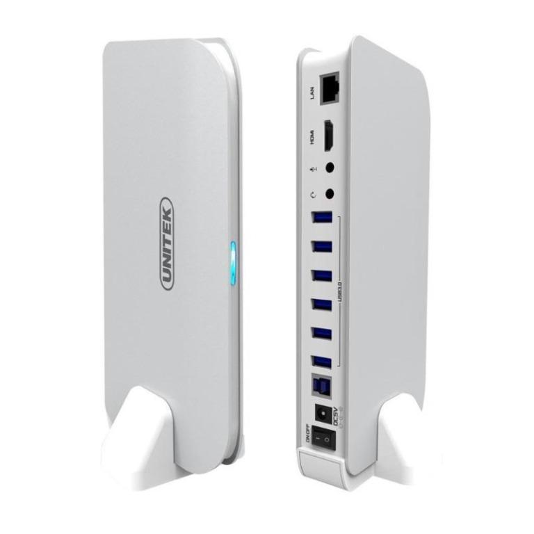 Unitek Type C Universal Docking Station Pro HDMI Ethernet (Category: Cables & Adaptors) located in San Juan City. Submitted by princessshyph (Listing ID 1026071741, Image 1). Description: - Multi-functional universal docking station, fulfill the expansion need of the new Macbook users. - The HDMI interface supports up to 1080P resolution (max). - USB3.0 provides high speed data transfer up to 5GBPS. - Gigabit Ethernet provides a speedy and stable