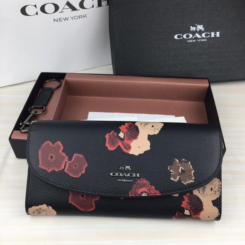 Red and black coach wallet store