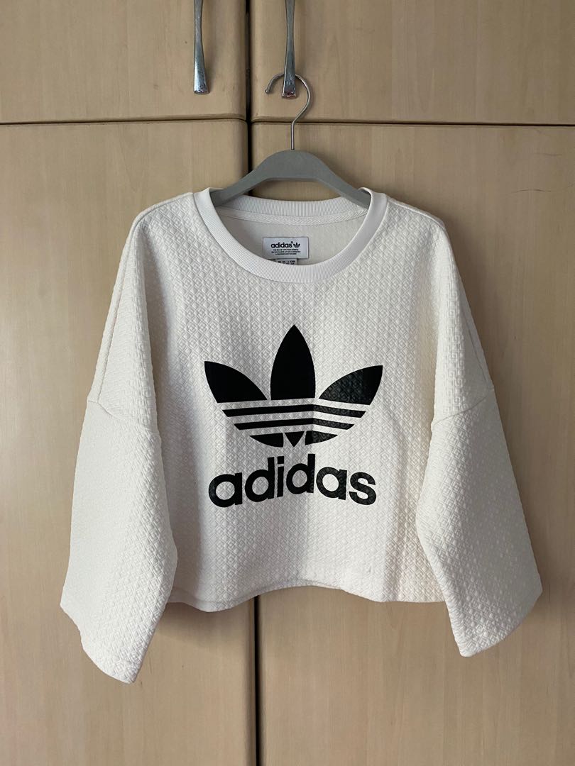 adidas white long sleeve crop top