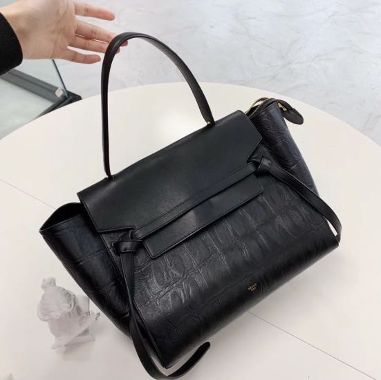 Like New authentic CELINE Calfskin Crocodile Embossed Belt Bag