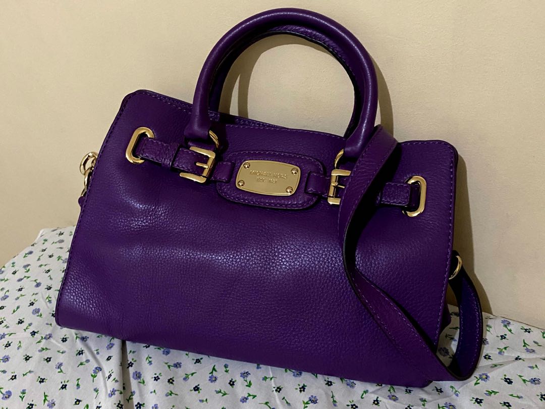 Gently used Michael Kors purple large suede leather shoulder bag  eBay
