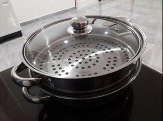 [BEST SELLING] ITATA 28cm 2 Layer Thick Stainless Steel Steamer Steam Pot Cooking Periuk Masak Pengukus Olla Vaporera