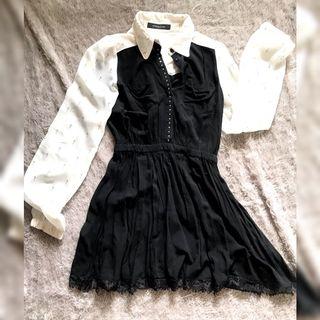Blouse katun cantik monochrome hitam putih kemeja