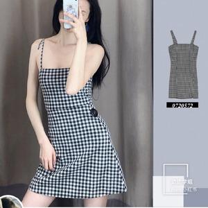 Checkered spaghetti clearance strap dress