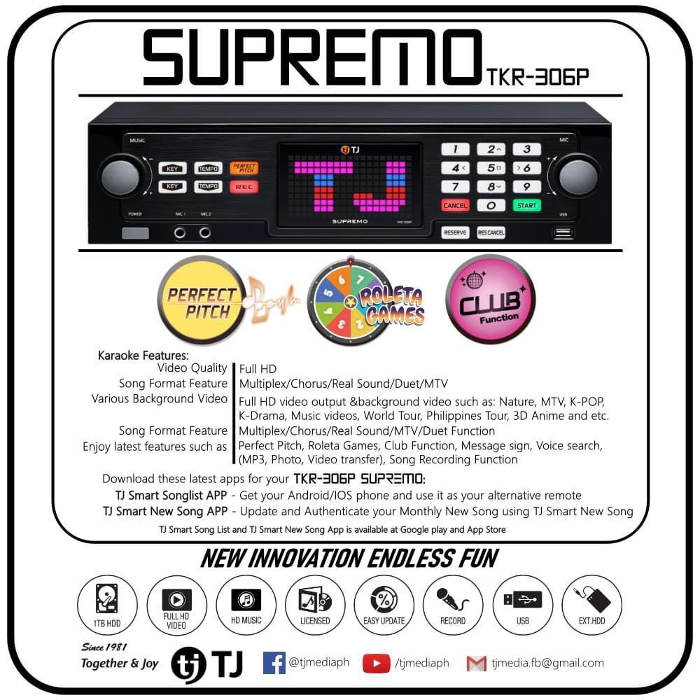 Brand new SUPREMO TKR306P KARAOKE SYSTEM by TJ Media, TV & Home