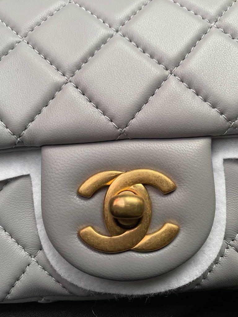 CHANEL 20s Collection Pearl Crush Mini Square in Gray Lambskin, Luxury,  Bags & Wallets on Carousell
