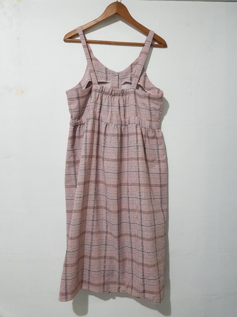 pink checked pinafore