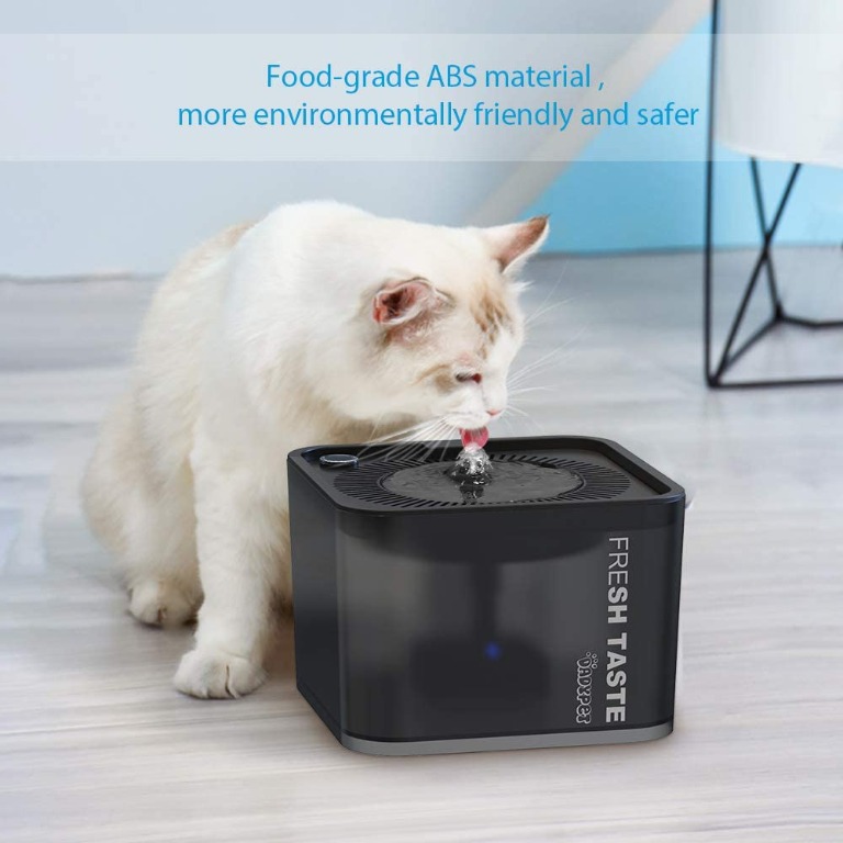 DADYPET Pet Fountain 84oz 2.5L Cat Water Fountain with 5 Filters Auto Power Off Pump with LED Light Automatic Pet Drinking Fountain with Silent Pump 20dB Translucent for Water Level Visible Pet Suppli...