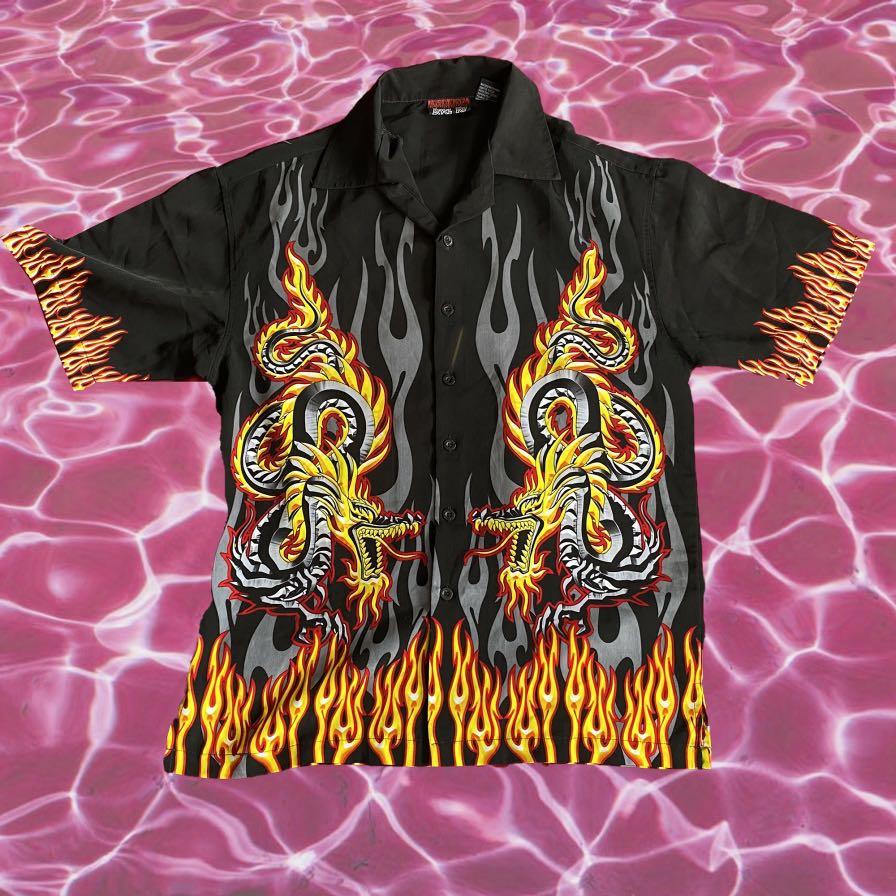 suicidio entre Actriz Dragon Polo with Flames, Men's Fashion, Tops & Sets, Formal Shirts on  Carousell