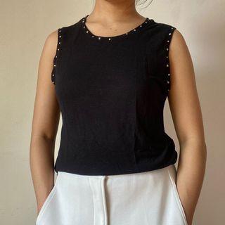 F21 Black Studded Sleeveless Muscle Top
