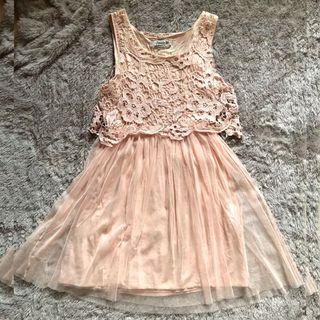 FOREVER21 DRESS LACE PINK CANTIK