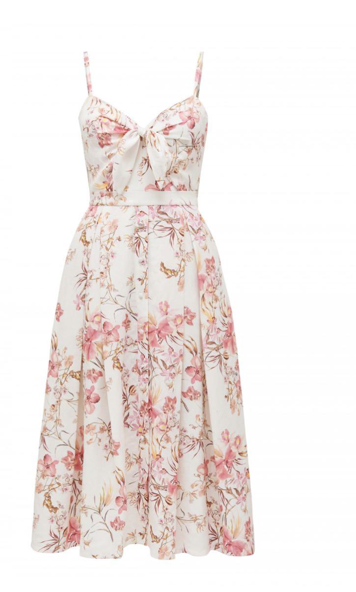 FOREVER NEW MIA TIE FRONT BUTTON THROUGH DRESS