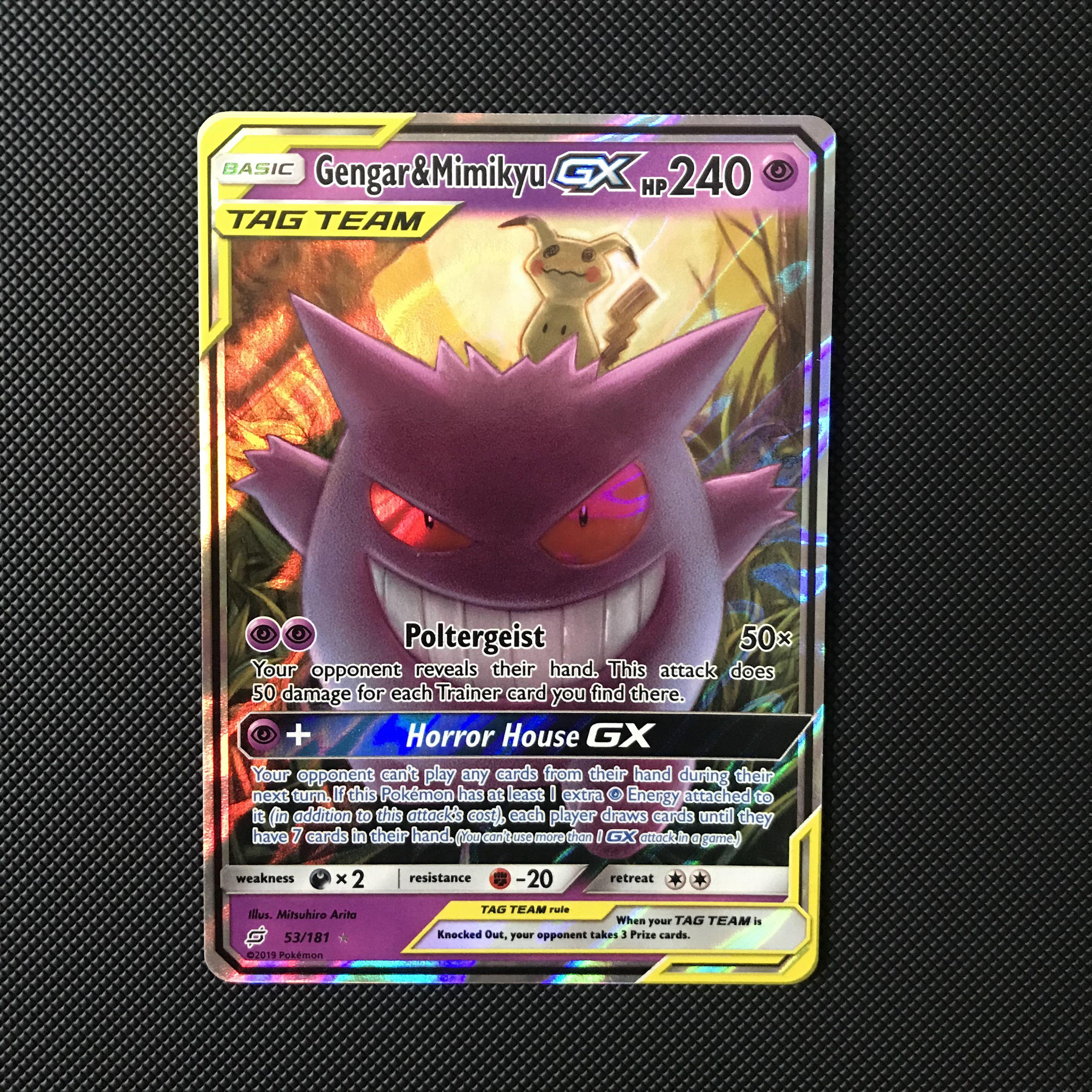 gengar and mimikyu gx team up 53/181 pokémon pokemon card