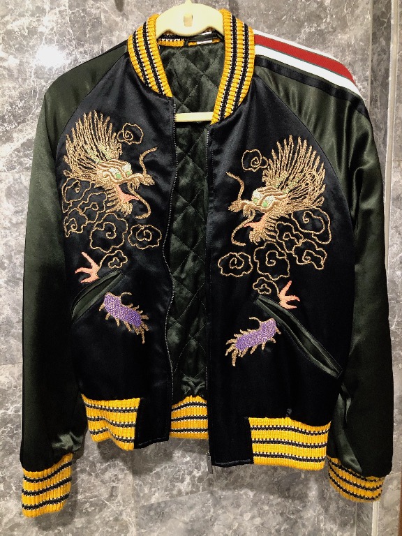 Gucci embroidered bomber jacket best sale