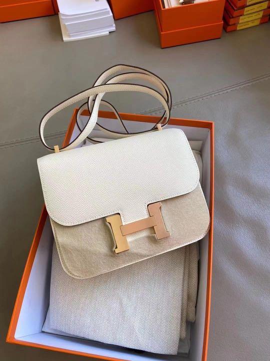 Hermes Constance 23 Bag CC10 Craie Epsom With Rose Gold Hardware