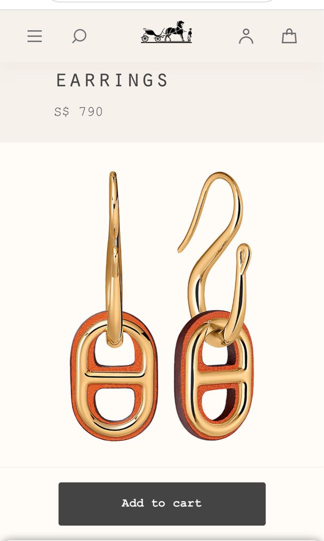 Hermes Etoupe O'Maillon Earrings Swift Rose Gold
