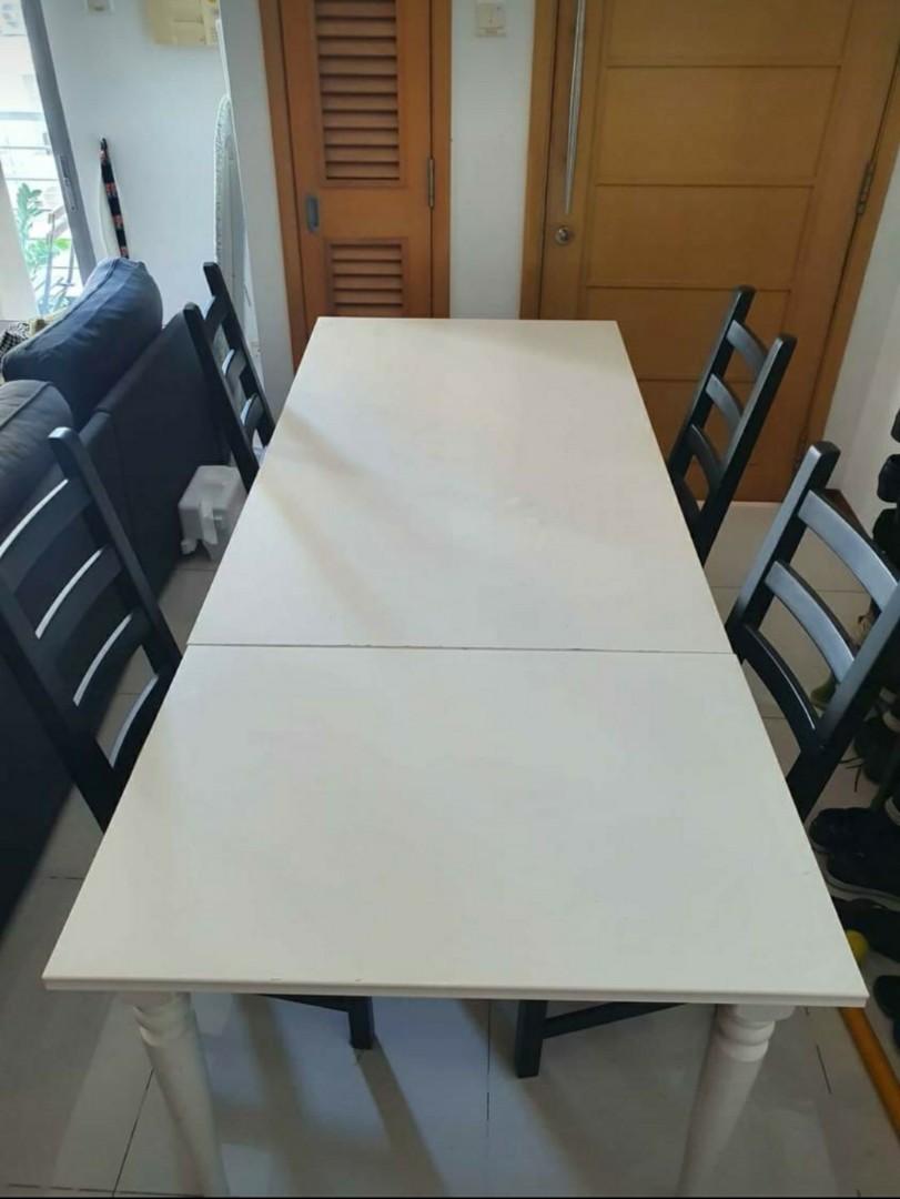 Ikea Dining Table (Extendable) set with 4 chairs, Furniture & Home ...