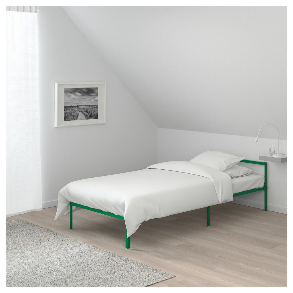 IKEA SINGLE BED FRAME GREEN (GRIMSBU), Furniture & Home Living