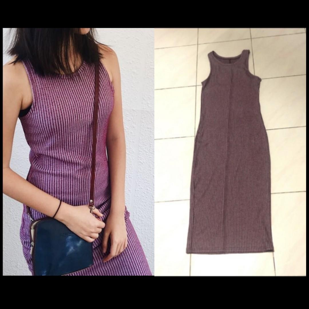 Purple ribbed dress Clearance