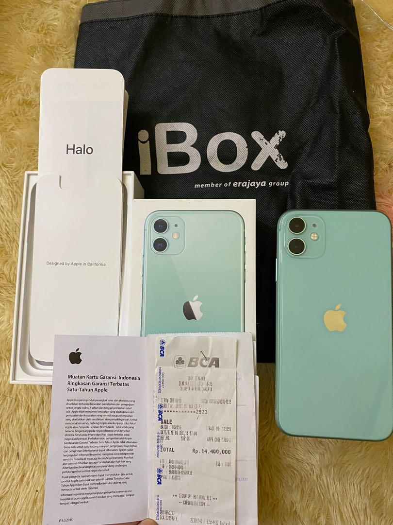 iPhone 11 64GB Green dan Airpods Gen1 IBOX Mulus