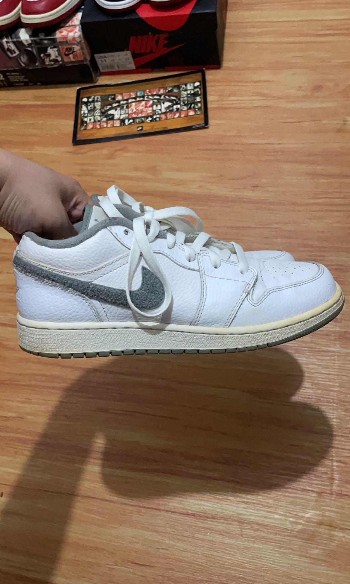 jordan 1 low shadow grey (Category: Sneakers) located in Manila. Submitted by allinthiswall (Listing ID 1062225309, Image 1). Description: ALD vibes air jordan 1 low shadow greys in size 7Y nice subtle details, all around shoe.
