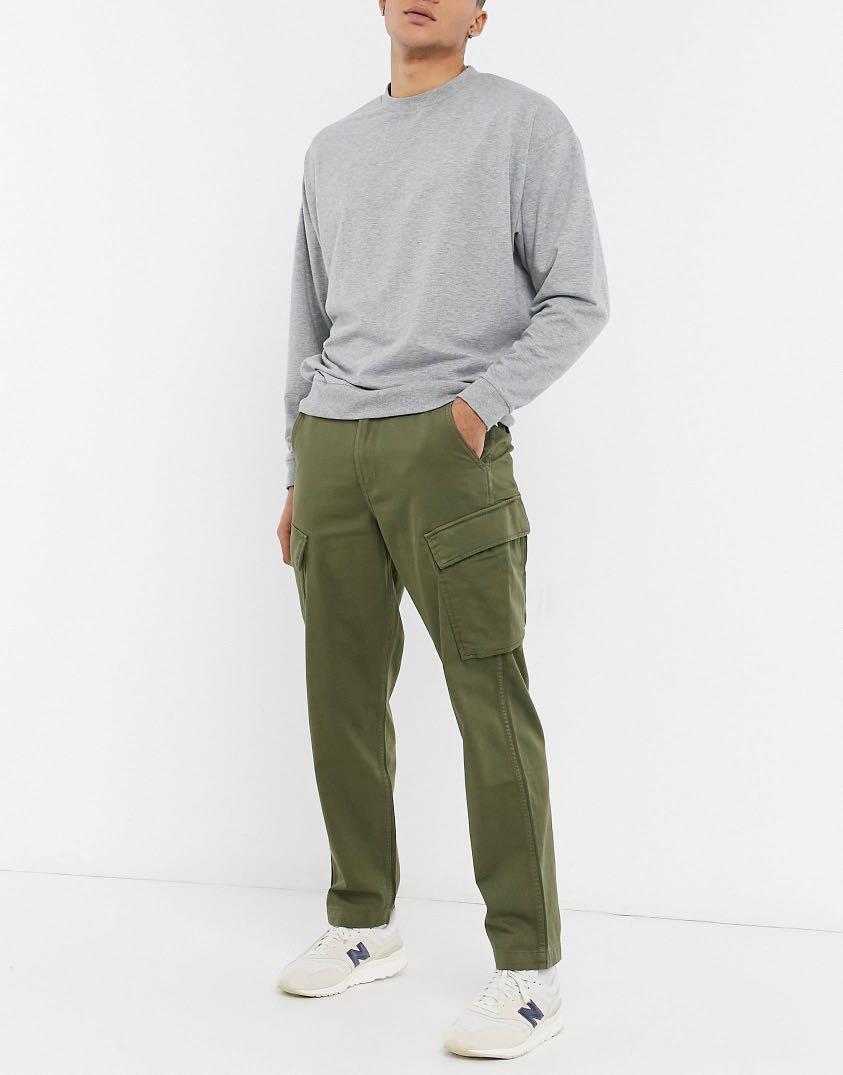 Olive cargo trousers clearance