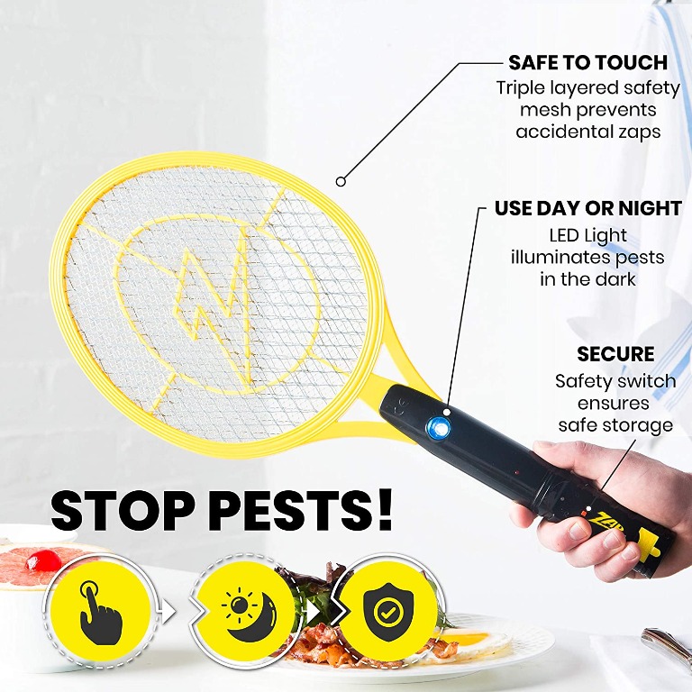 Mosquito Housefly Bug Zapper Swat Rechargeable Mosquito Fly Swatter Killer and Bug Zapper Racket 4 000 Volt USB Charging Super Bright LED Light