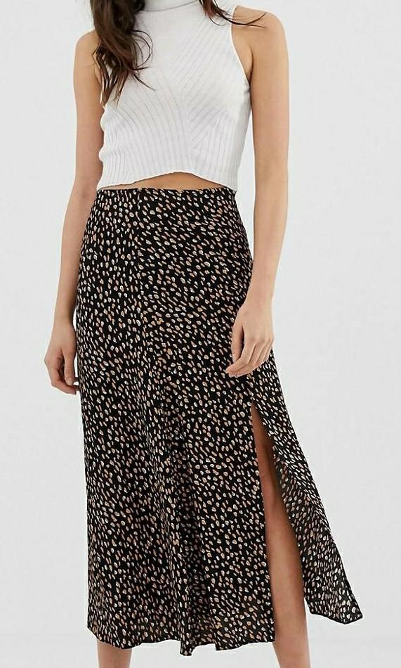 Black print midi skirt Clearance
