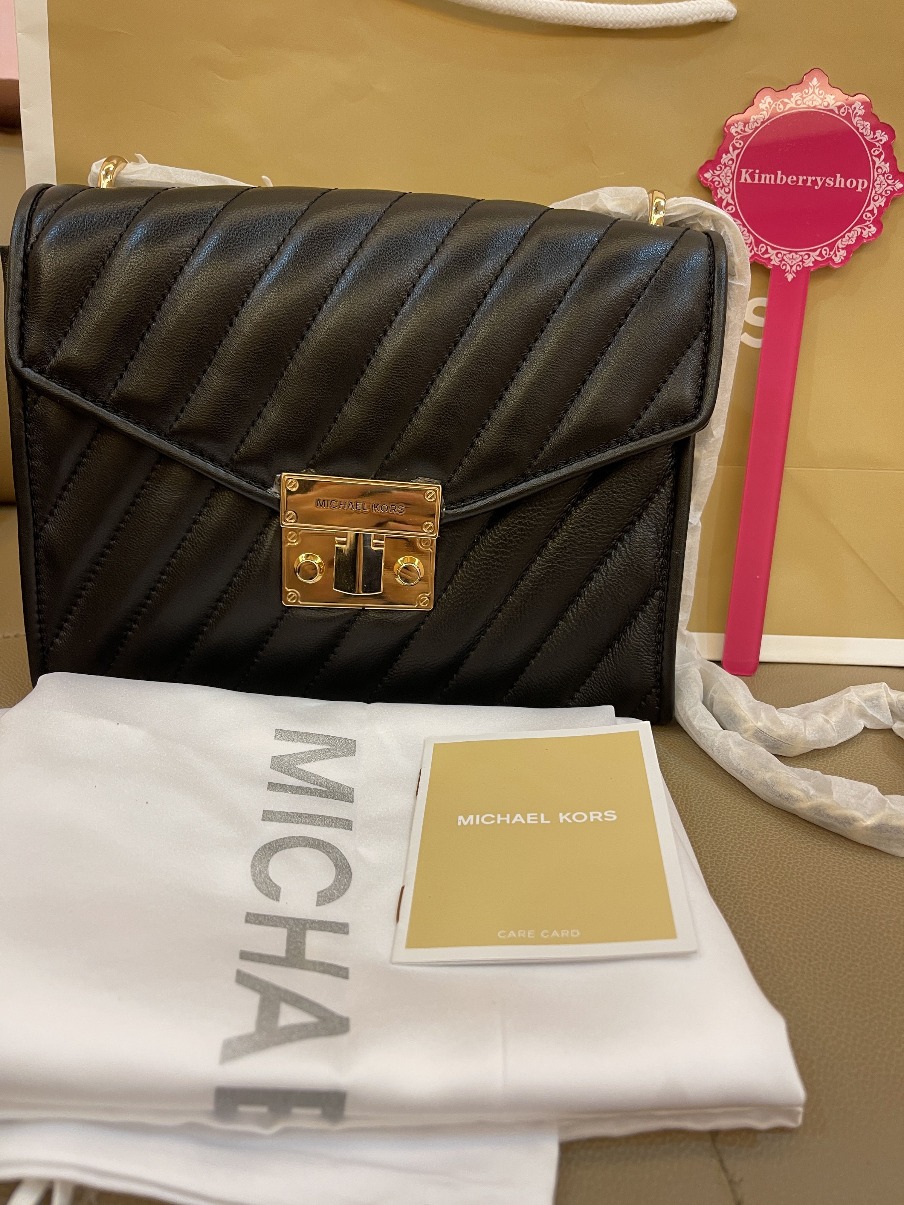 Ready stock Michael Kors Medium Rose Quilted Leather MD Shoulder Flap Bag  Black/Gold, Women's Fashion, Bags & Wallets, Purses & Pouches on Carousell