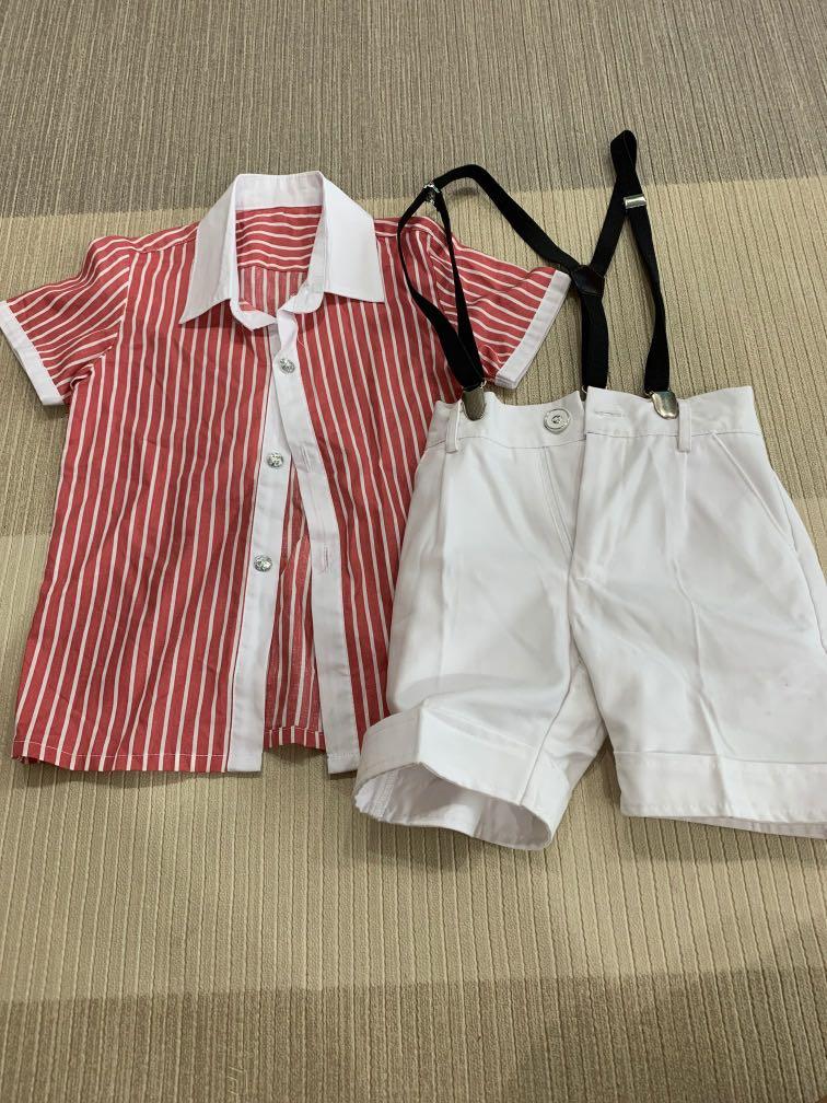 Red shirt discount white shorts