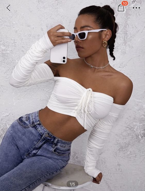 Shein Off Shoulder Crop Top Hot Sale 