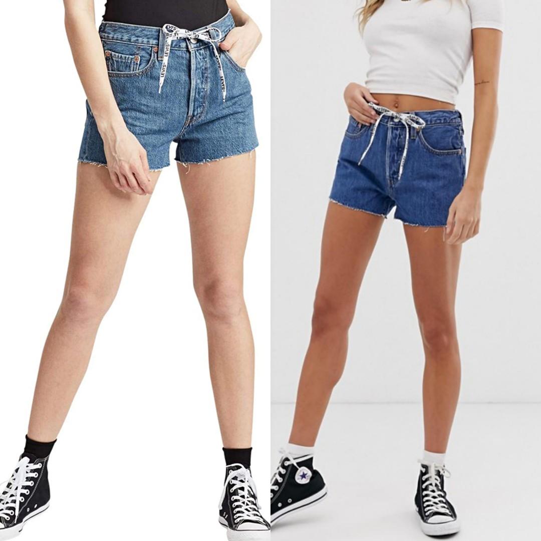 STEAL FINAL CLEARANCE LEVI STRAUS 501 HR DRAWBACK logo draw denim tie shorts Women s Fashion Bottoms Other Bottoms on Carousell