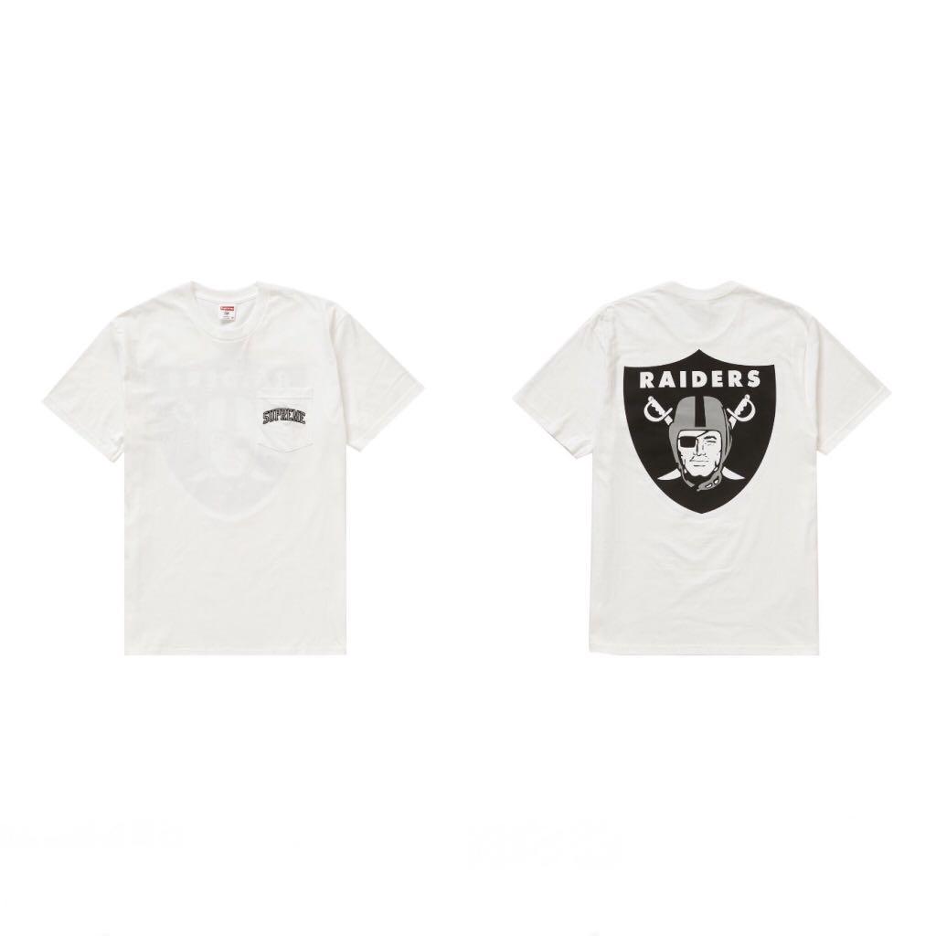 Supreme NFL x Raiders x '47 Pocket Tee White, Men's Fashion, Tops