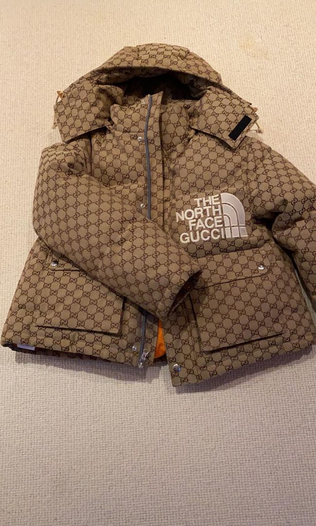 The North Face x Gucci GG canvas bomber jacket in brown/ebony