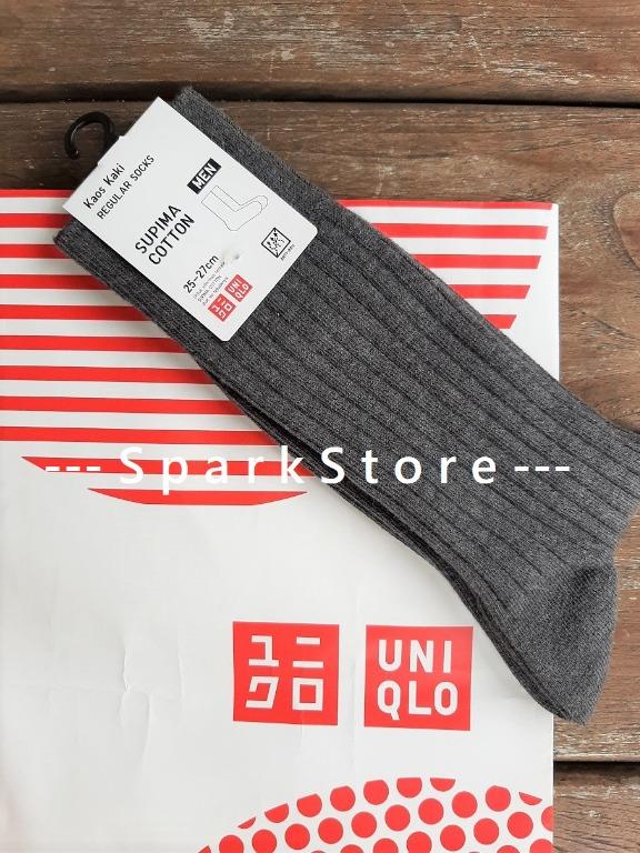 Uniqlo Kaos  Kaki  Supima Cotton Wide Ribs  Socks Abu Abu Tua 