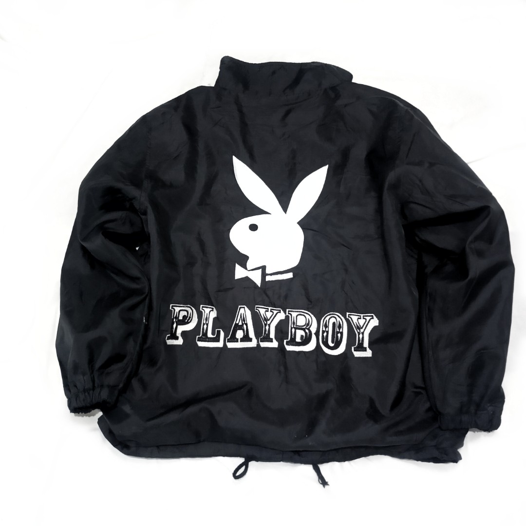 Vintage play boy jeans big bunny windbreaker jacket, Fesyen Pria