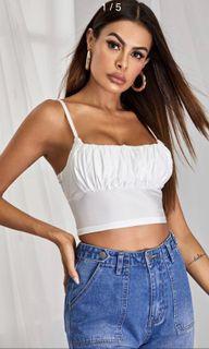 White ruched crop top