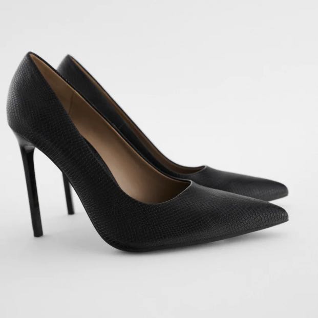 Vinyl high-heel slingback shoes with animal print - Shoes - Women | Bershka